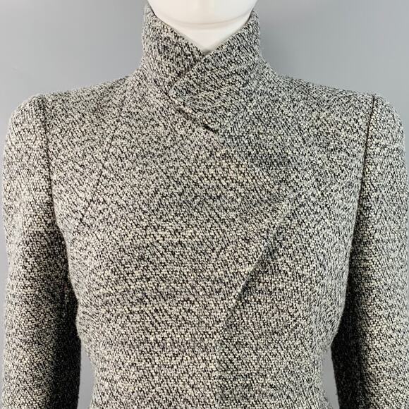 ALEXANDER MCQUEEN Size 4 Grey Black Wool Blend Boucle Single Breasted Jacket - Picture 2 of 12